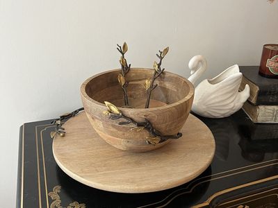 Wood Serving Bowl & Accessories