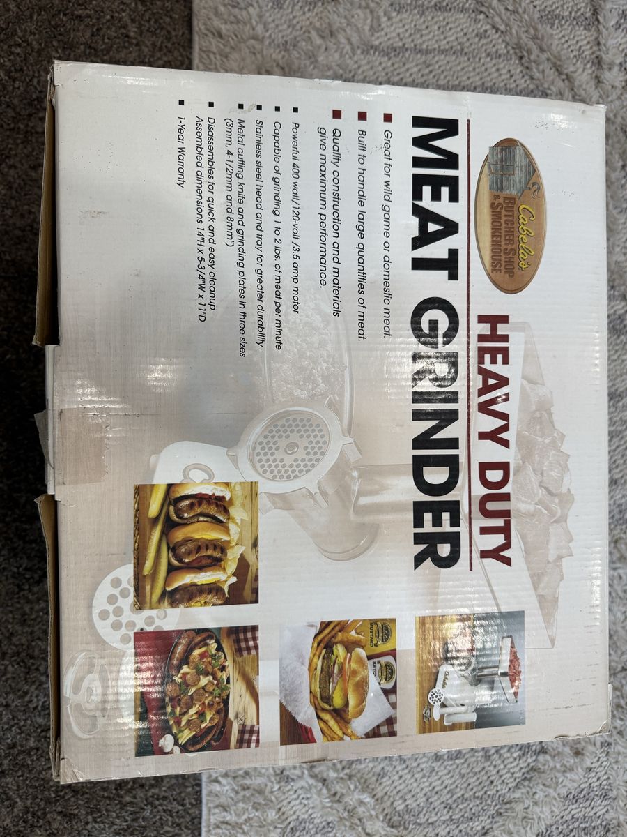 Cabela's Butcher Shop Heavy Duty Meat Grinder - 400W/1/2HP, Stainless Steel - used only 2 times