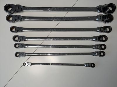 Cornwell Tools Metric Flex-Head Extra Long Double Box End Ratcheting Wrench Set (7 Piece)