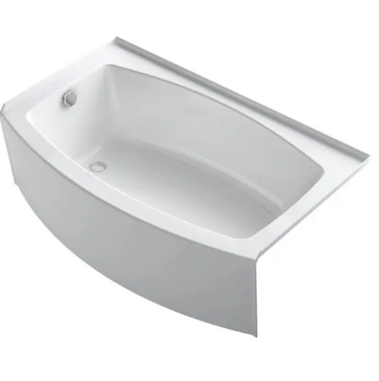 New Kohler white 30x60 alcove soaking bath tub (left)
