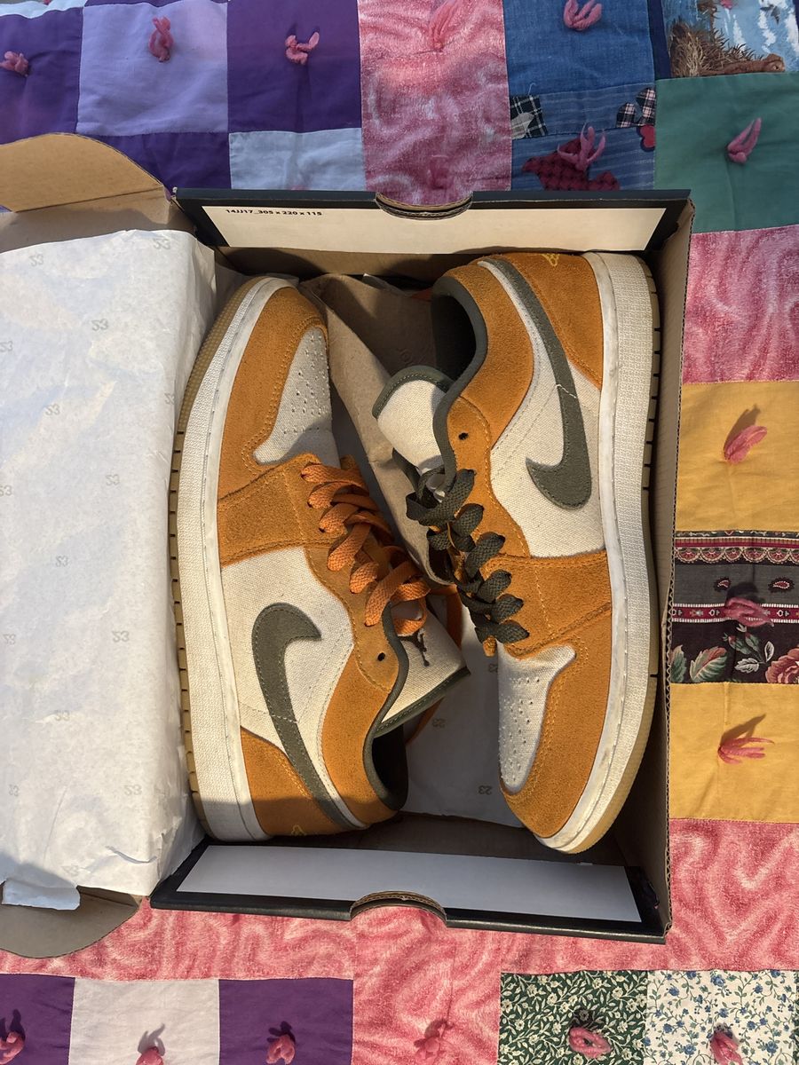 Nike Air Jordan 1 Low Canvas & Suede Sneakers - Men's Size 9