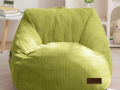 MAXYOYO Kids Bean Bag Chair, Bean Bag Couch with Handle, Comfy Toddler Chair for Boys and Girls, green
