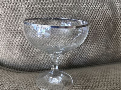 Elegant Clear Glass Coupe Champagne Dessert Glasses with Silver Rim - Set of 12
