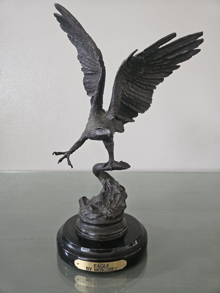 Eagle by Moigniez Bronze Sculpture - Vintage Collectible Art, 12" Wingspan