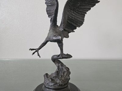 Eagle by Moigniez Bronze Sculpture - Vintage Collectible Art, 12" Wingspan