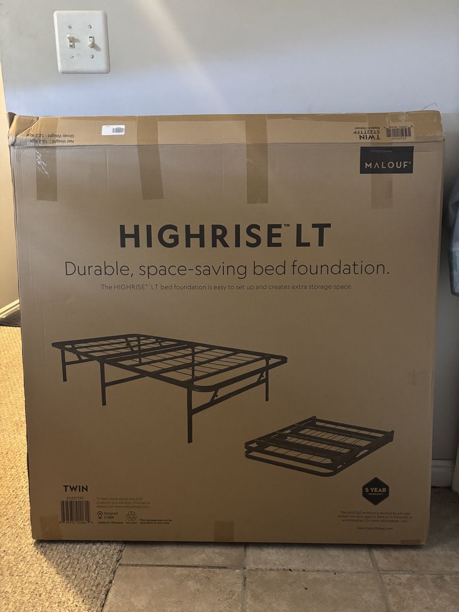 MALOUF Highrise LT Twin Bed Frame Foundation - New in Box