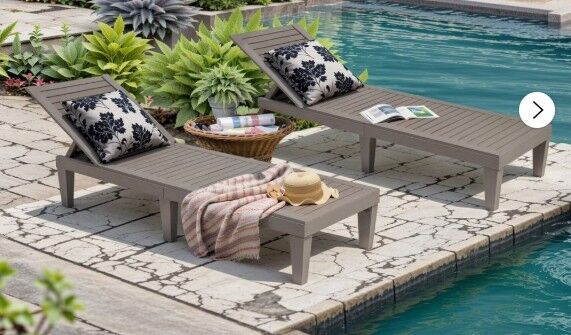 New - Bifanuo Outdoor Chaise Lounge Chair Set of 2, Grey