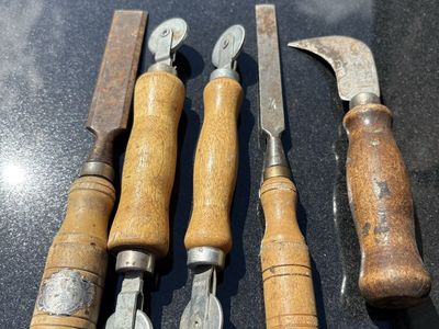 Vintage Hand Tool Lot - Chisels, Screen Rollers,
