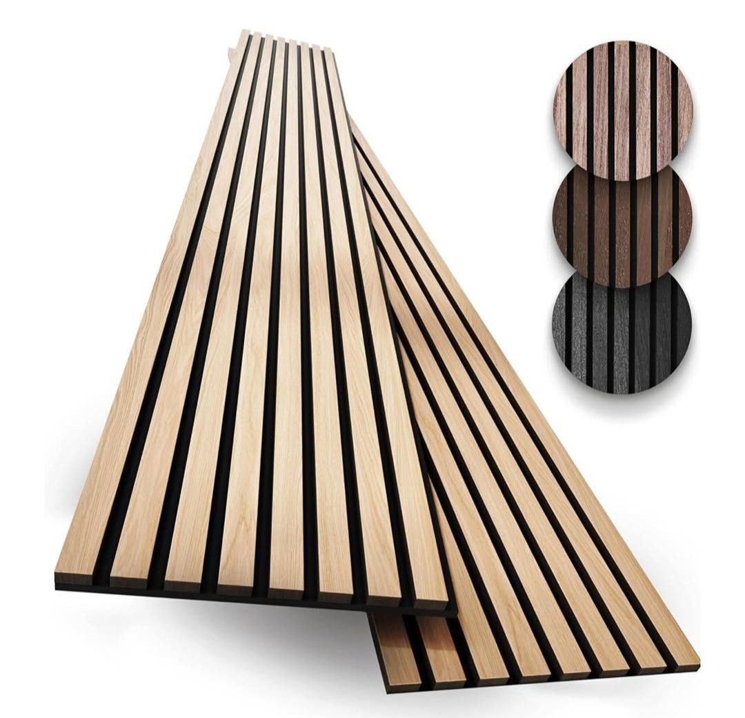 2-Pack Wood Panels for Wall - Acoustic Wood Slat Wall Panels, Soundproof Wooden Paneling for Interior Decor