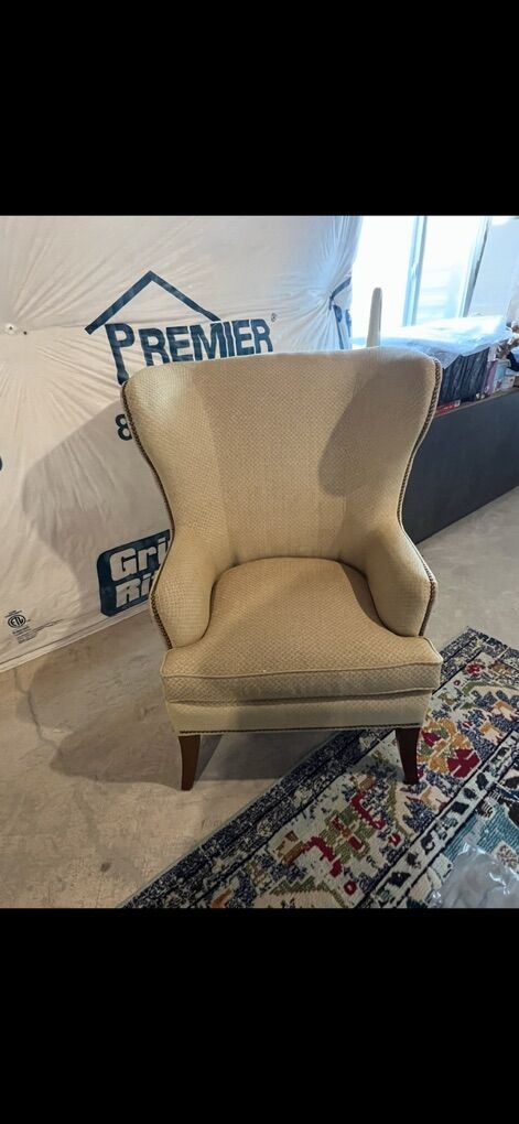 Yellow high back arm chair