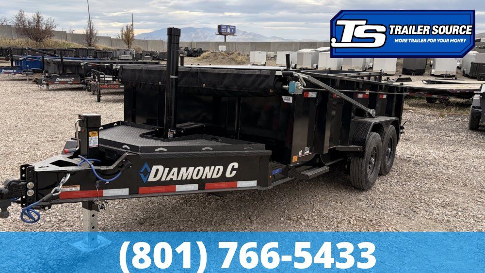 7x14 Diamond C LPT 207 Dump Trailer - 32" Sides - 15.5K GVWR - 14 Ply Tires, Long Arm Tarp
