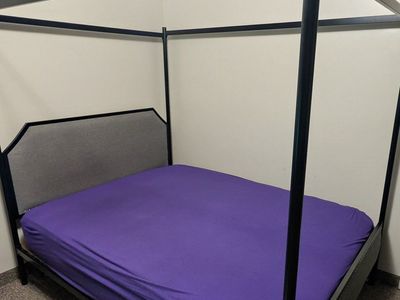 Queen Size Canopy Bed Frame Gray And Black