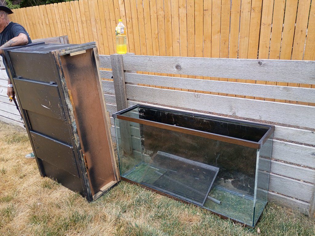 Large Glass Aquarium Tank & Black Stand for Fish or Reptiles - Used Condition