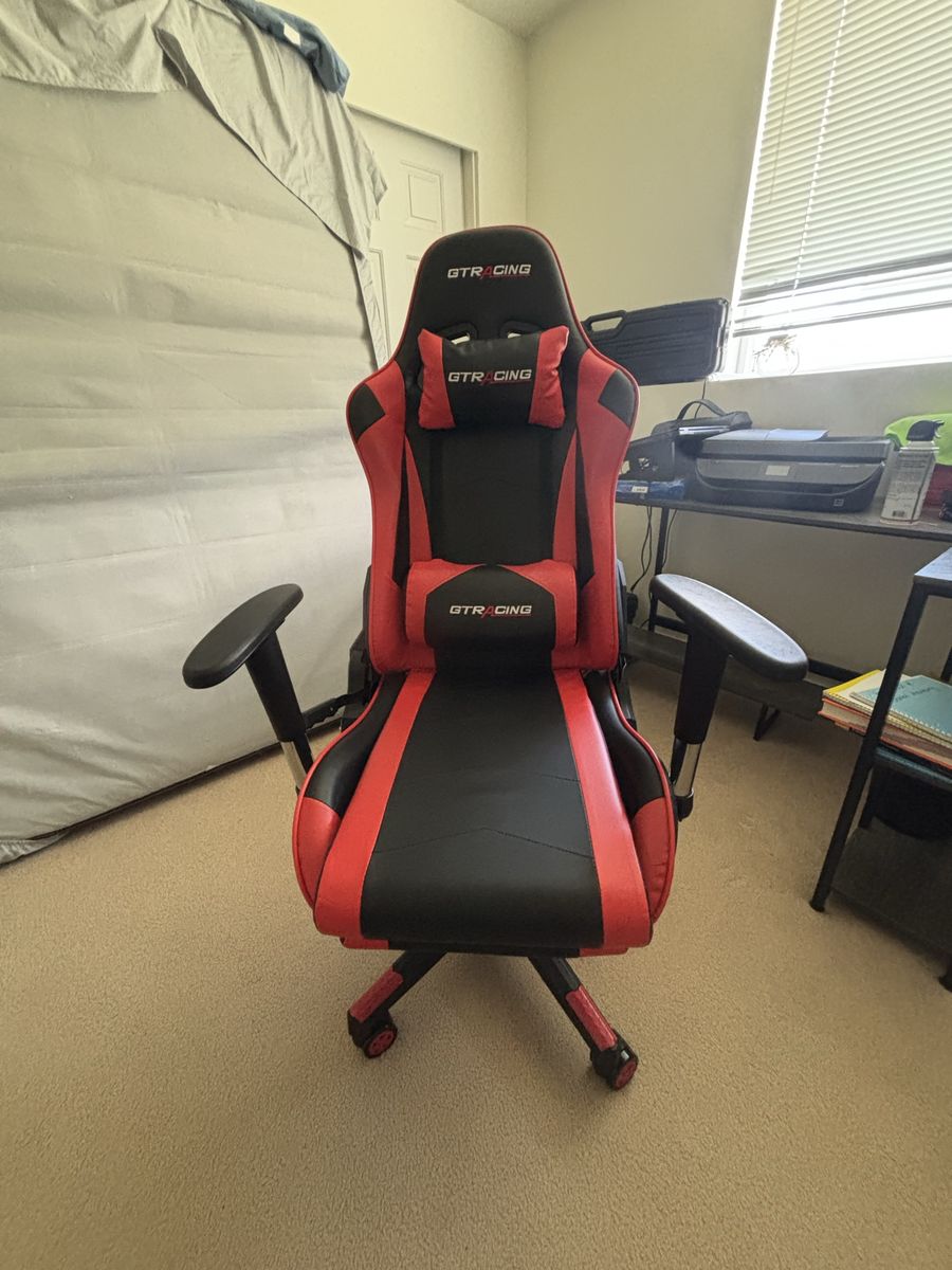 GTRACING Gaming Chair, Red/Black, Ergonomic, Swivel, Adjustable Height