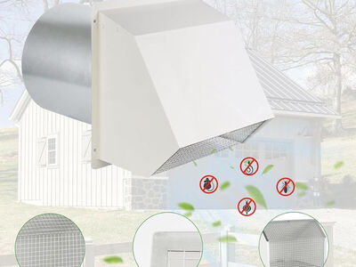 6-Inch Hooded Wall Vent with Screen & Damper