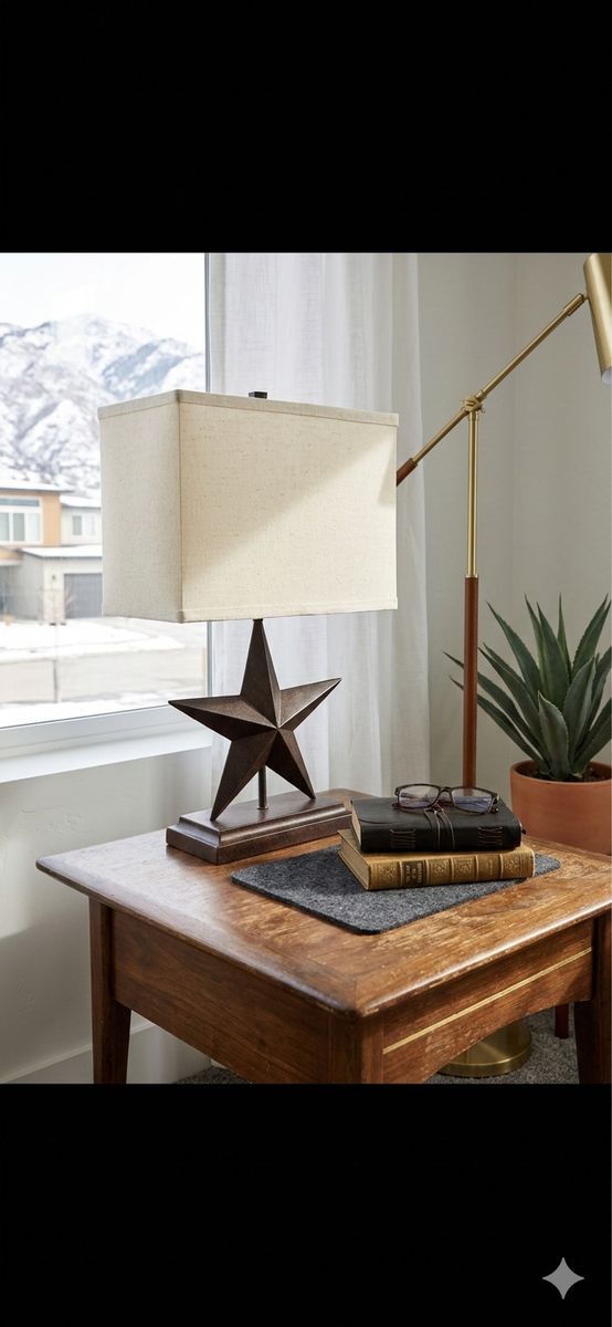 Pair Of Metal Star Lamps (2) By Country Door - New