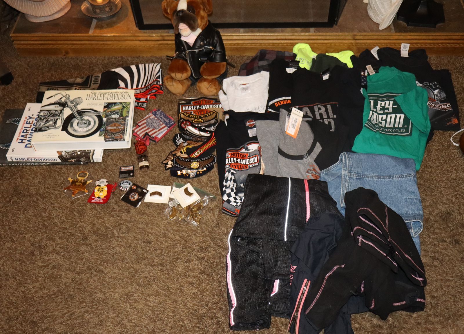 Mixed Lot of Harley Davidson Items; Shirts, Jackets, Patches etc.