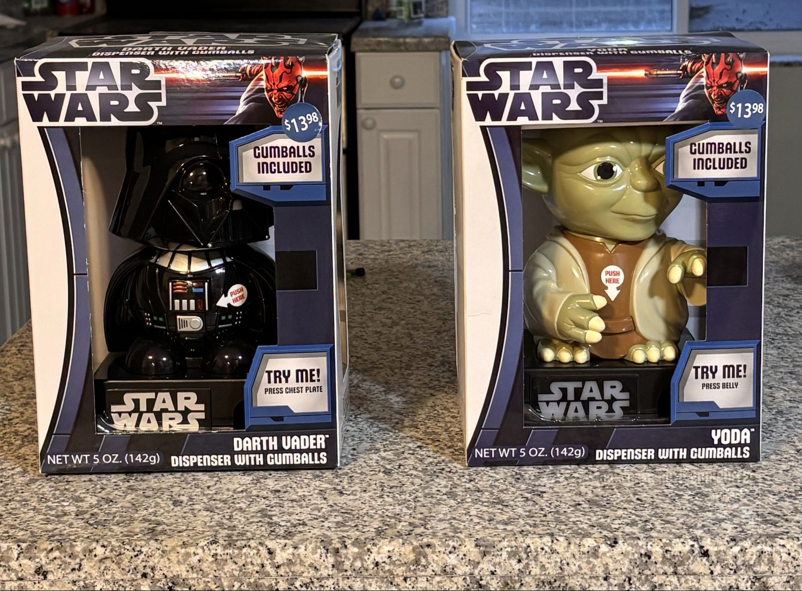 Star Wars Darth Vader & Yoda Gumball Dispensers - New in Box with Gumballs, Collectible Set (2012)