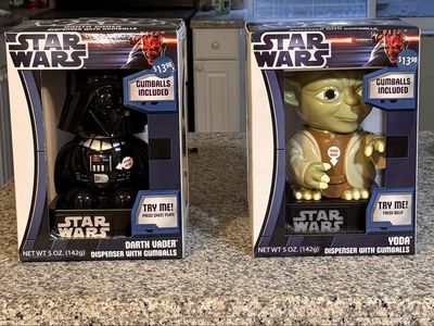 Star Wars Darth Vader & Yoda Gumball Dispensers - New in Box with Gumballs, Collectible Set (2012)