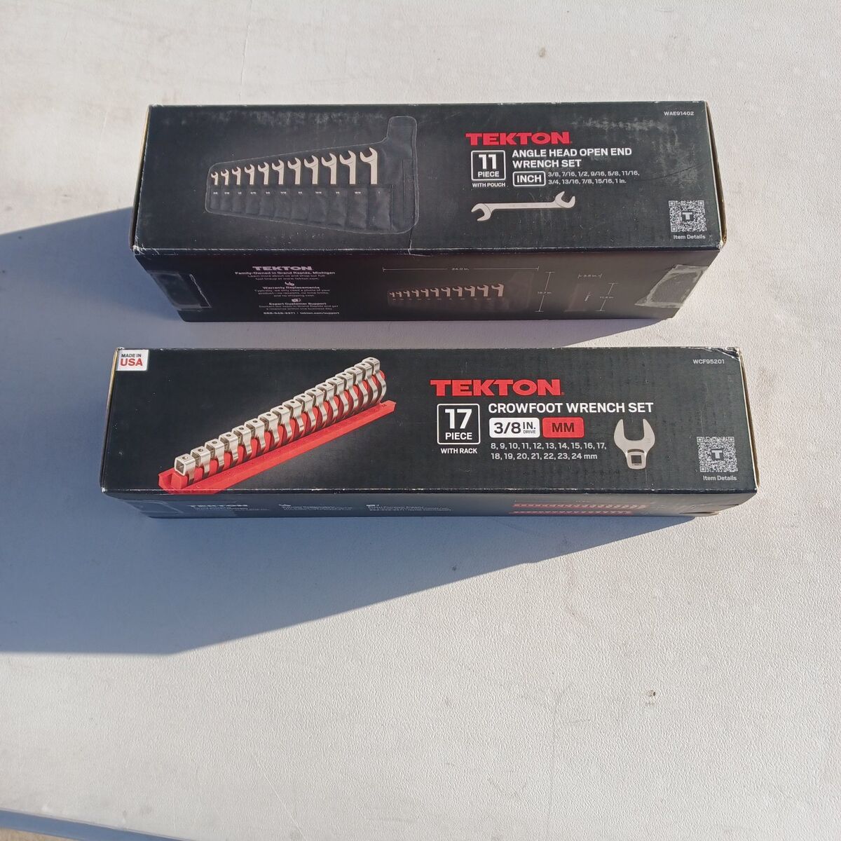 tecton crowfoot wrench set and anglehead open end wrench