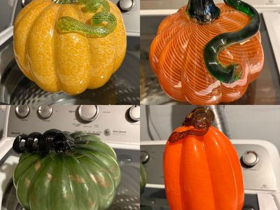 Several glass pumpkins