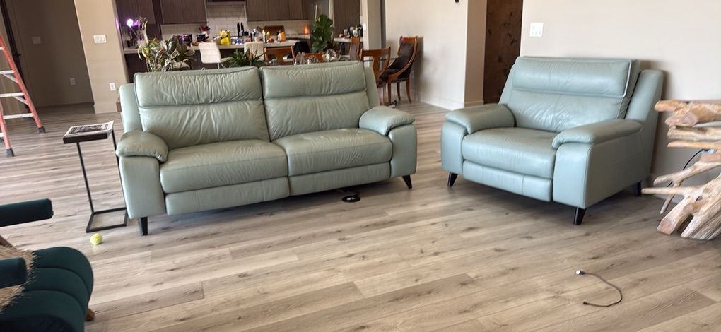 Leather Sofa And Side Chair