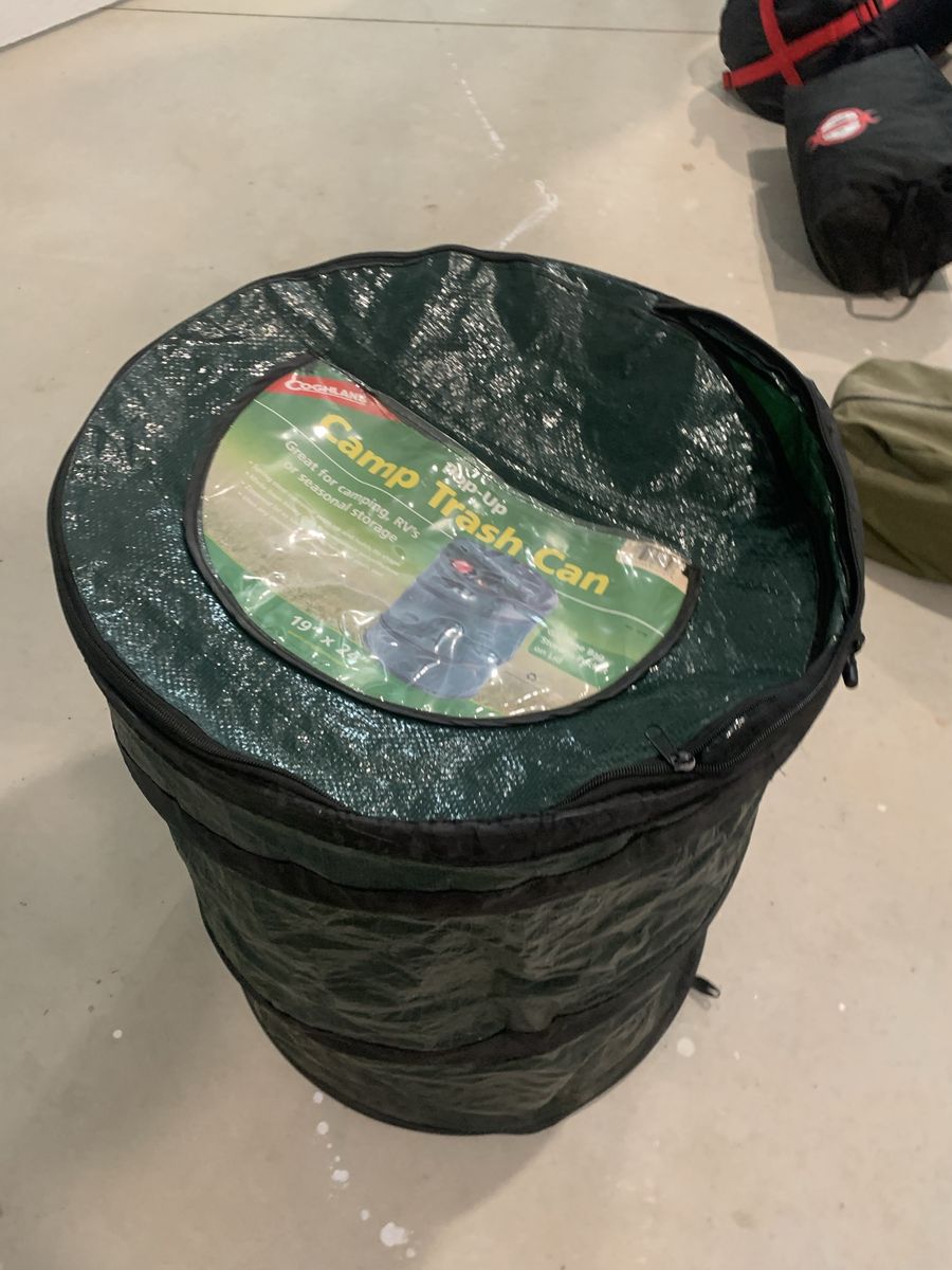 Coghlan's Pop-Up Camp Trash Can - Portable 19" x 24" like new. in person Venmo or cash. $20.