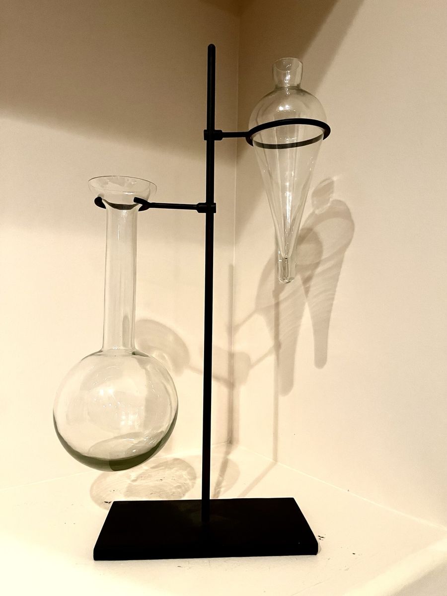 Pottery Barn 24" Decorative Glass Vase Sculpture w/ Metal Stand
