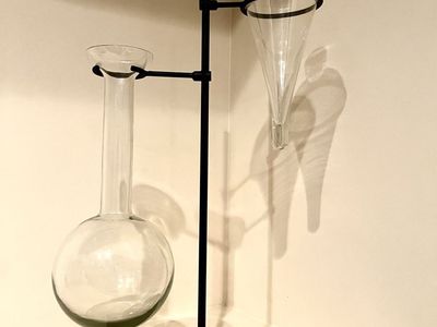 Pottery Barn 24" Decorative Glass Vase Sculpture w/ Metal Stand