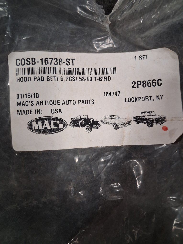 1958-1960 THUNDERBIRD HOOD PAD SET