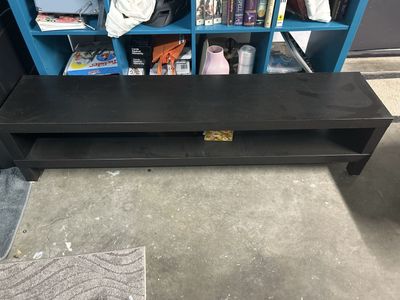 IKEA Black Wooden TV Stand Entertainment Center with Open Shelf
