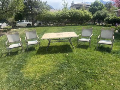 Patio Dining Tile Table Top and Chair Set