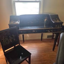 Japanese Black Lacquer Writing Desk.