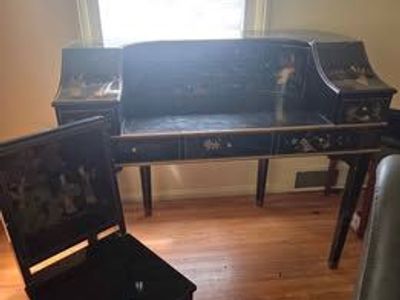 Japanese Black Lacquer Writing Desk.