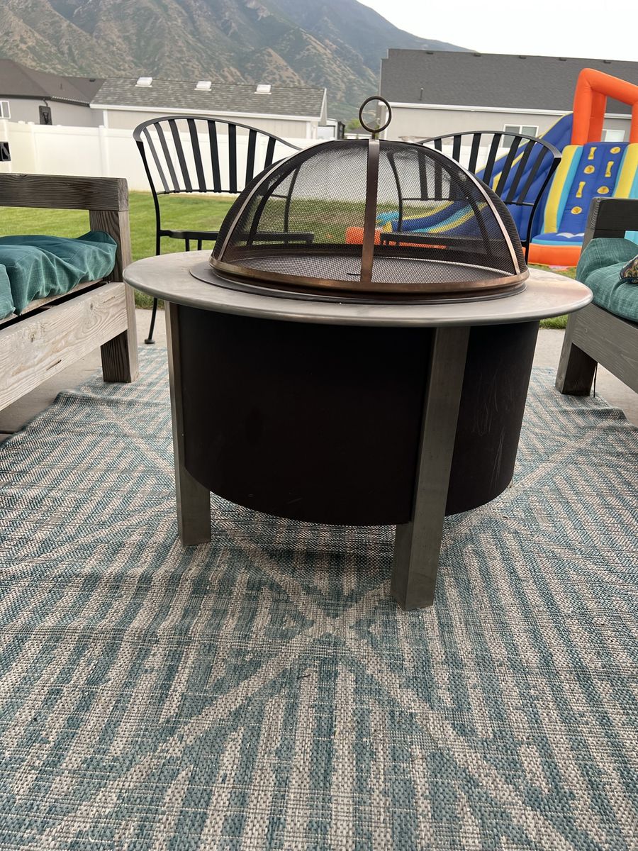 Outdoor Fire Pit with Removable Lid - Patio Heater and Centerpiece