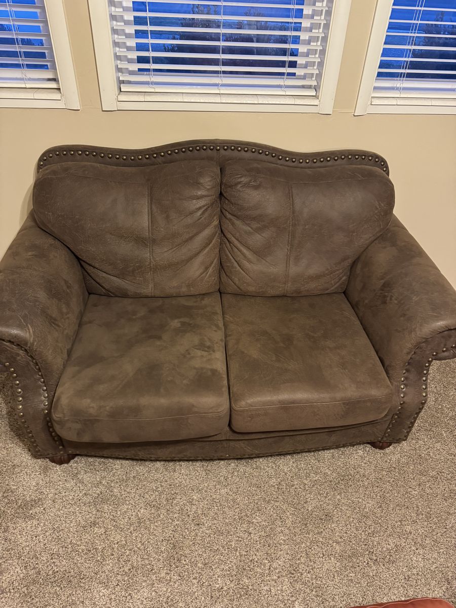 Brown Fabric Loveseat