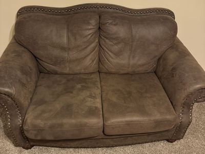 Brown Fabric Loveseat