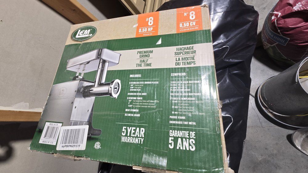 LEM Big Bite #8 Electric Meat Grinder 0.50 HP Stainless Steel Model 1779