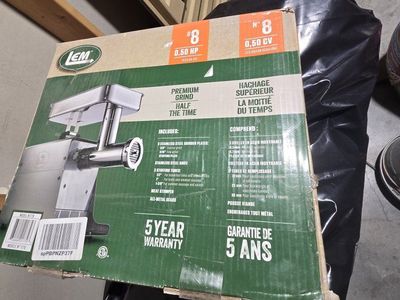 LEM Big Bite #8 Electric Meat Grinder 0.50 HP Stainless Steel Model 1779