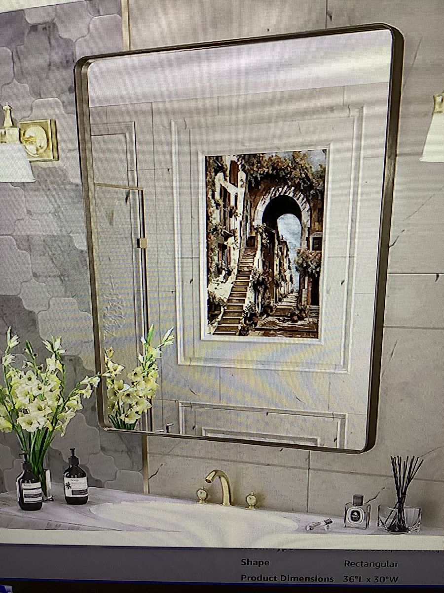 CHARMOR 30x36 Bronze Bathroom Wall Mirror