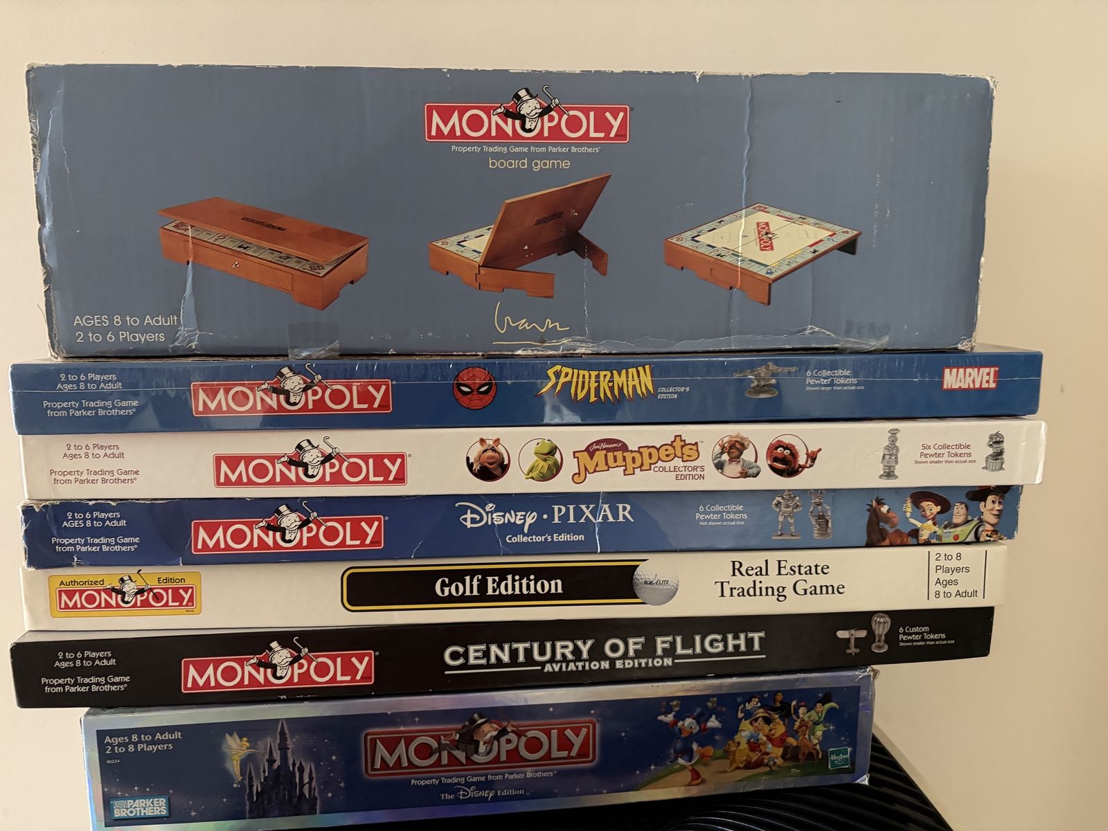 Assorted Monopoly Board Games Collection - Spiderman, Muppets, Disney Pixar, Golf & More