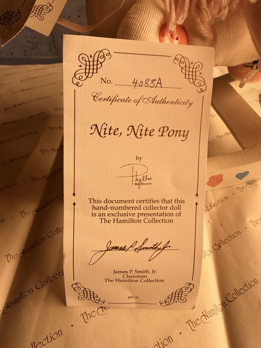 The Hamilton Collection NITE, NITE PONY musical collectors doll No. 4088A