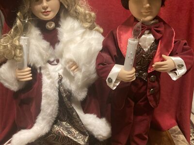 Traditions Christmas 27 Inch Animated Boy & Girl Like New With Box