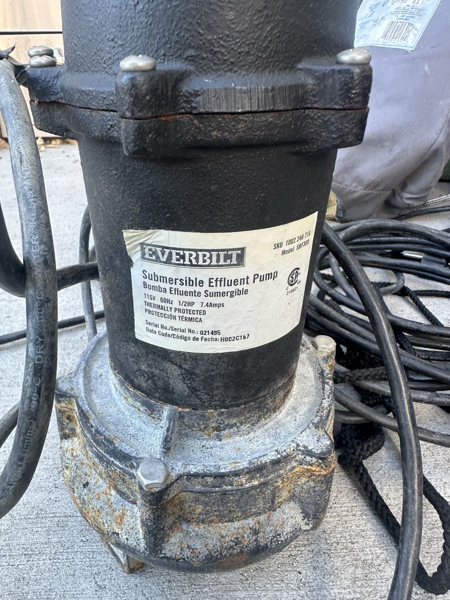 Everbilt SME300 Submersible Effluent Pump - 1/2HP Thermally Protected