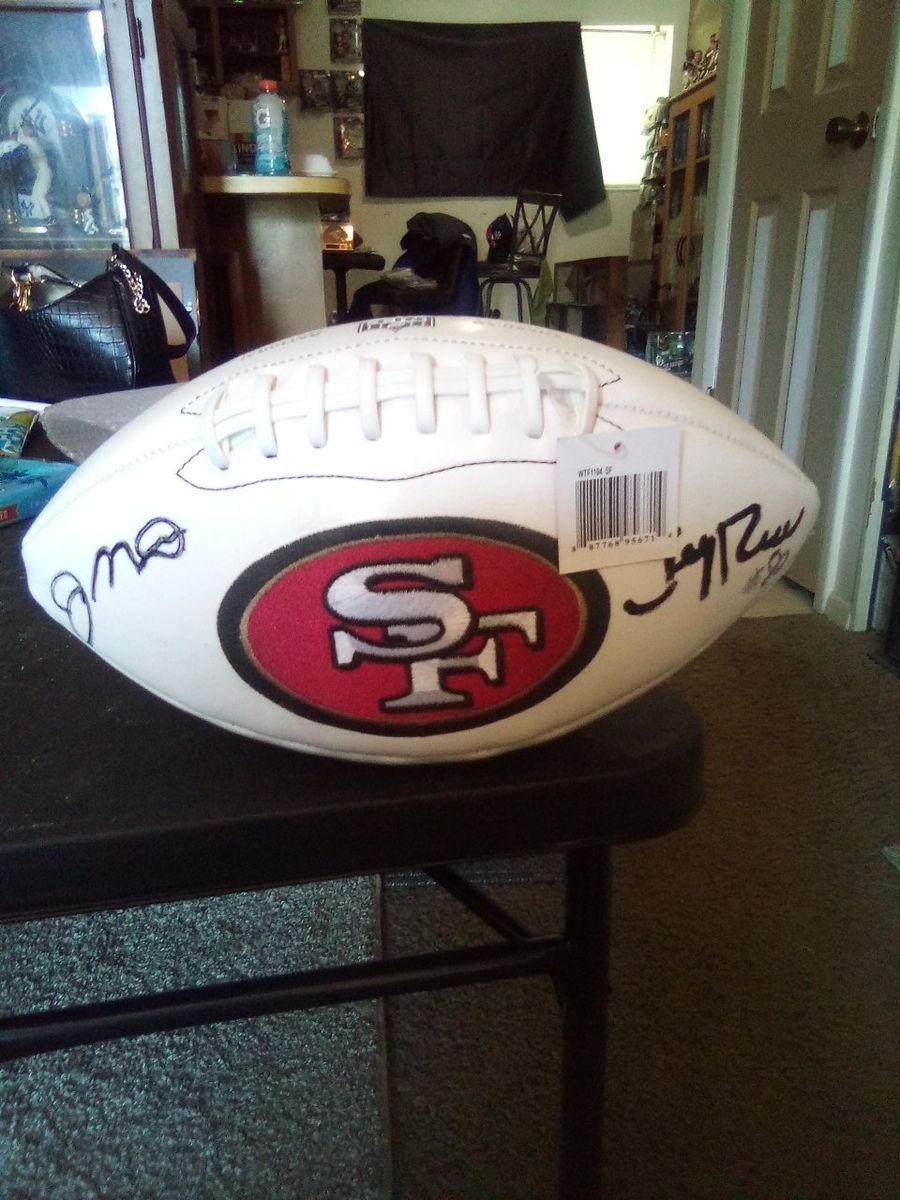 Montana and rice autograph football