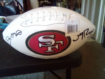 Montana and rice autograph football