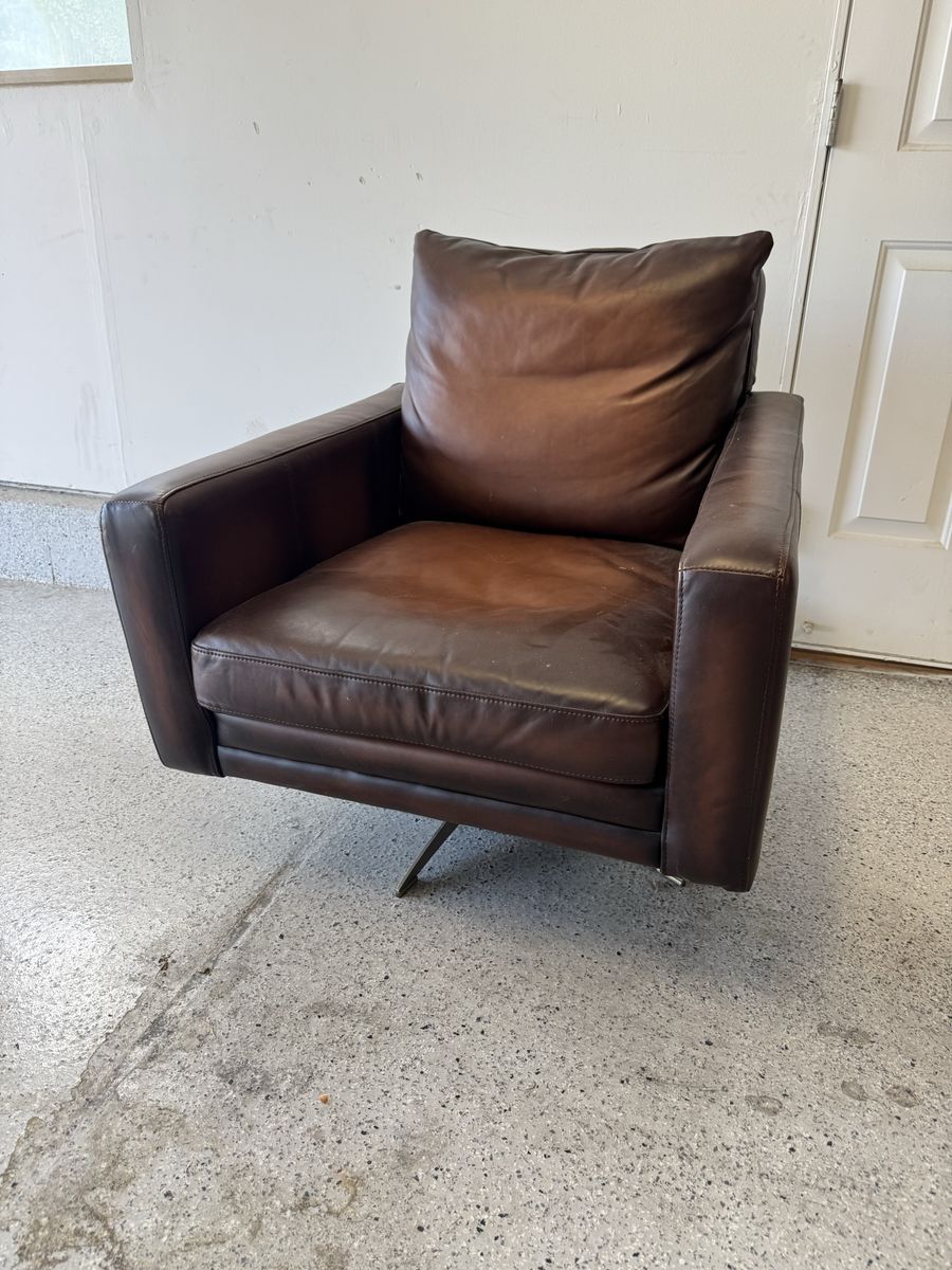 Pottery Barn Leather Swivel Chair