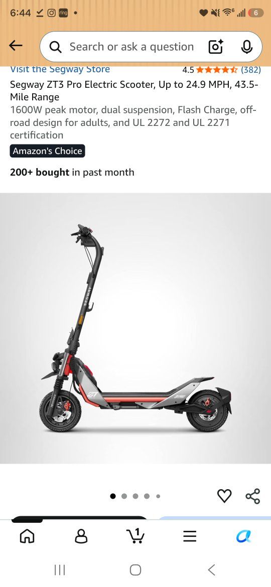 Segway ZT3 Pro Electric Scooter Off-Road 1600W Peak Motor