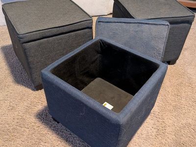 grey and blue ottoman