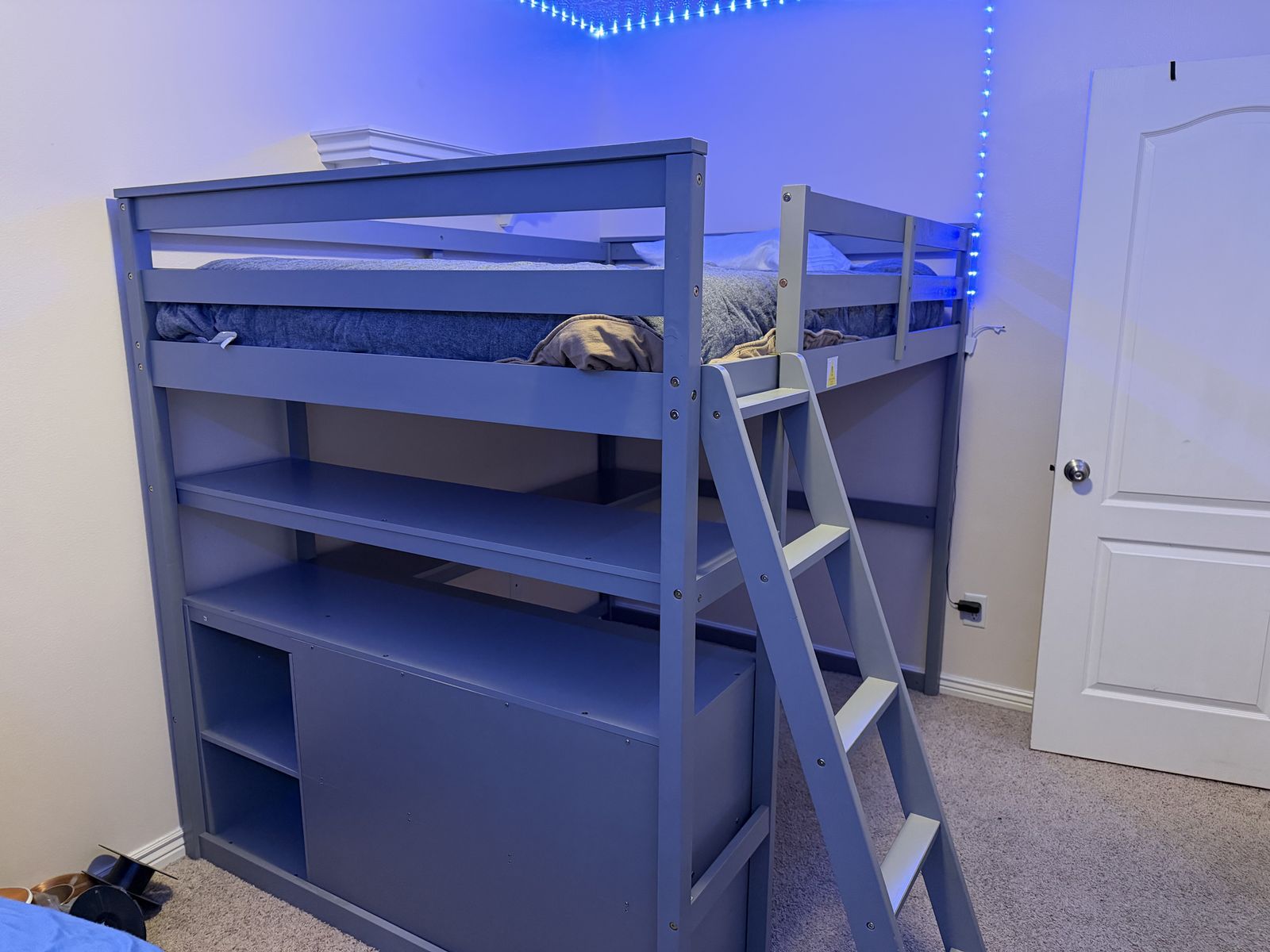 Loft bed with desk and storage